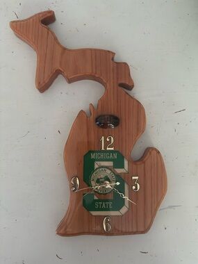 Vintage Michigan State University Spartans Wooden Wall Clock MSU Decor